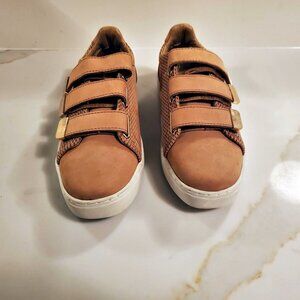 ALDO Leather Velcro Tan Gold Sneakers Sz 8 NWOT